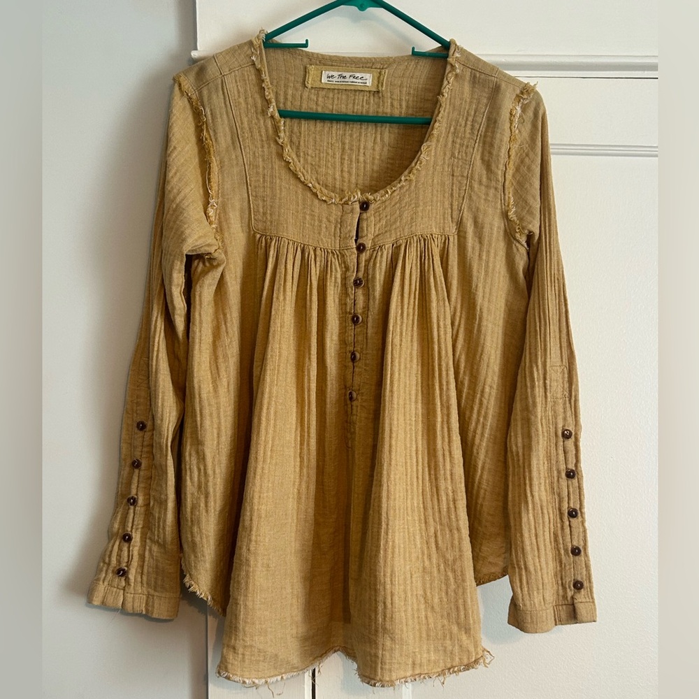 We The Free Tan Button-Down Top